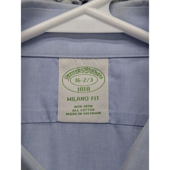 Brooks Brothers Milano Fit Oxford Dress Shirt Mens Size 16 2/3 Button Down Blue - Picture 11 of 11
